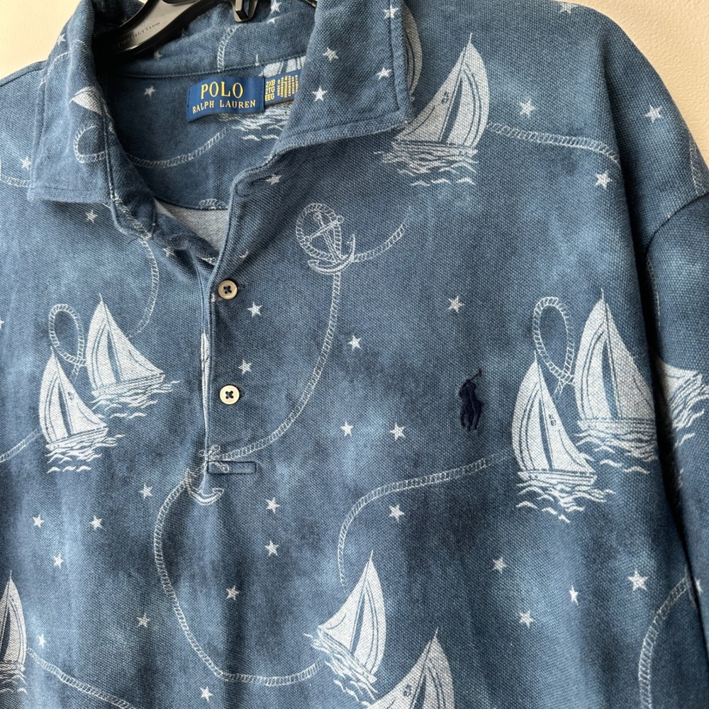 Polo Ralph Lauren Men's Size 2XB Nautical Coastal Sailing Blue 100% Cotton - Picture 5 of 11